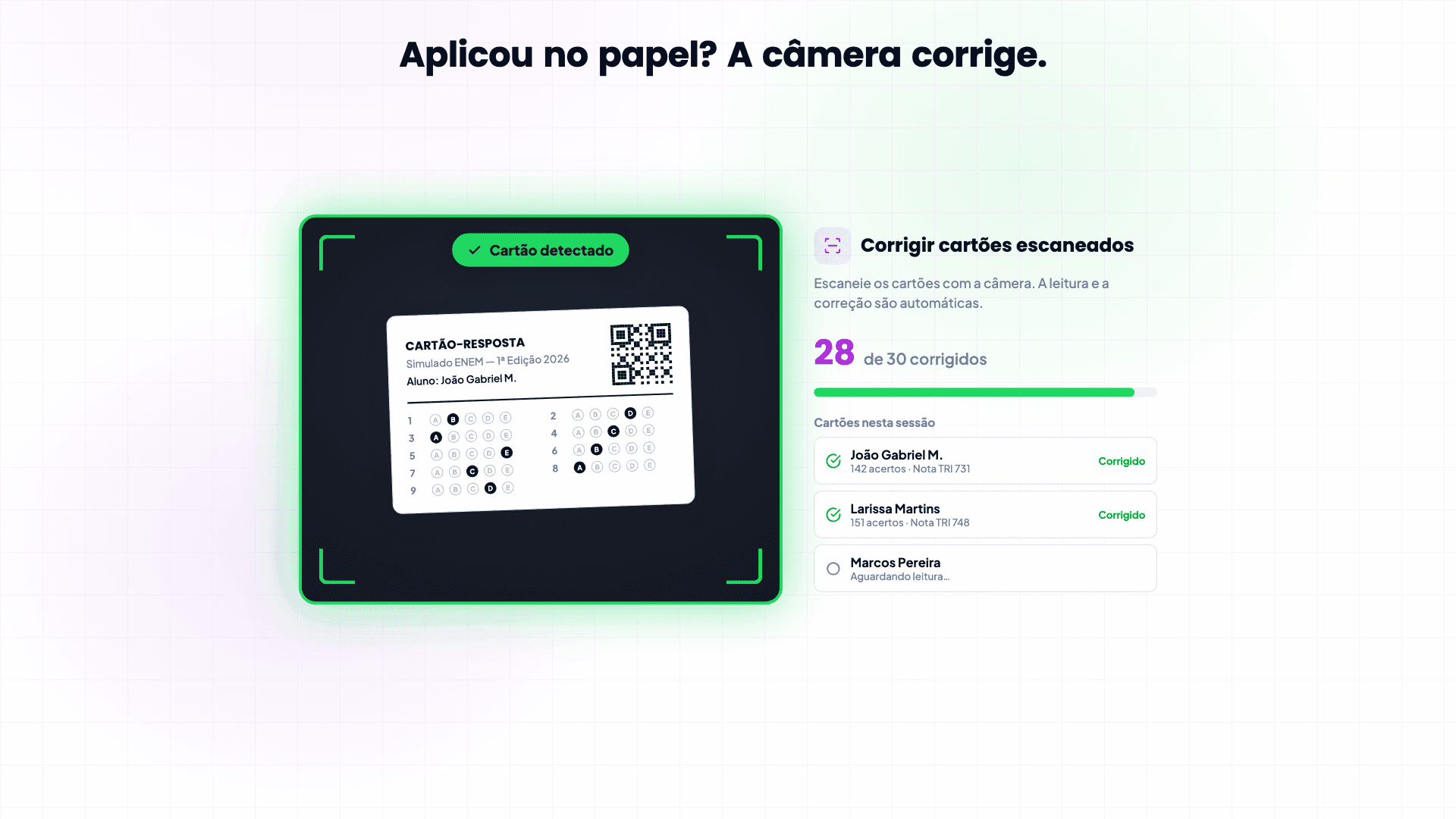 Aplicou no papel? A câmera corrige
